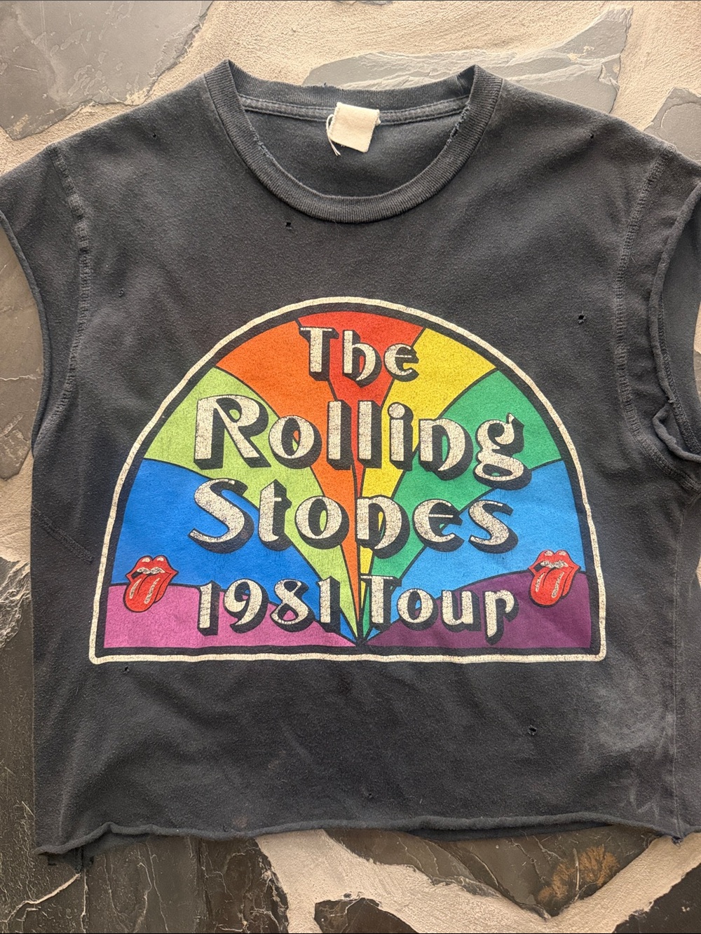 Vintage The Rolling Stones 1981 Tour Black Graphic Tank Top sz S